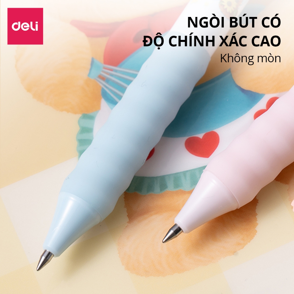 Bút Gel Bút Bi Nước Butterbear x Deli Dễ Thương Trơn Tru Mực Đen Mực Ra Đều Ngòi 0.5mm Đệm Tay