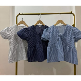 Áo babydoll kẻ sọc ty phồng siu xinh