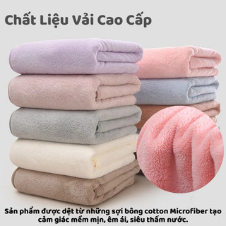 Khăn Tắm Lông Cừu Siêu Mềm 70x140cm, Thấm Nước Cực Tốt, Mau Khô, Không Xù Lông, Nhiều Màu Pastel Đẹp