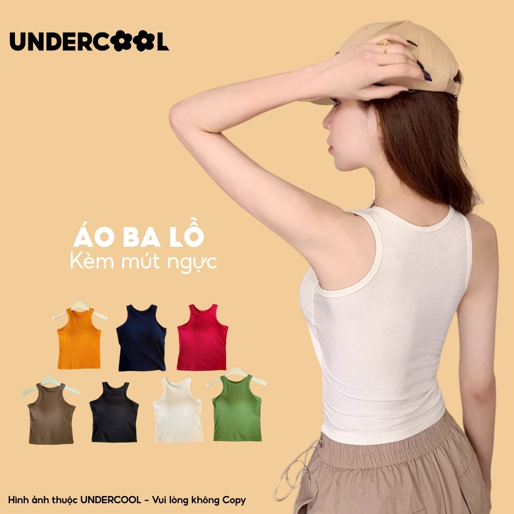 Áo ba lỗ nữ UNDERCOOL ôm body sẵn mút ngực co giãn tốt nhiều màu mặc đi chơi tập gym dạo phố ABL38