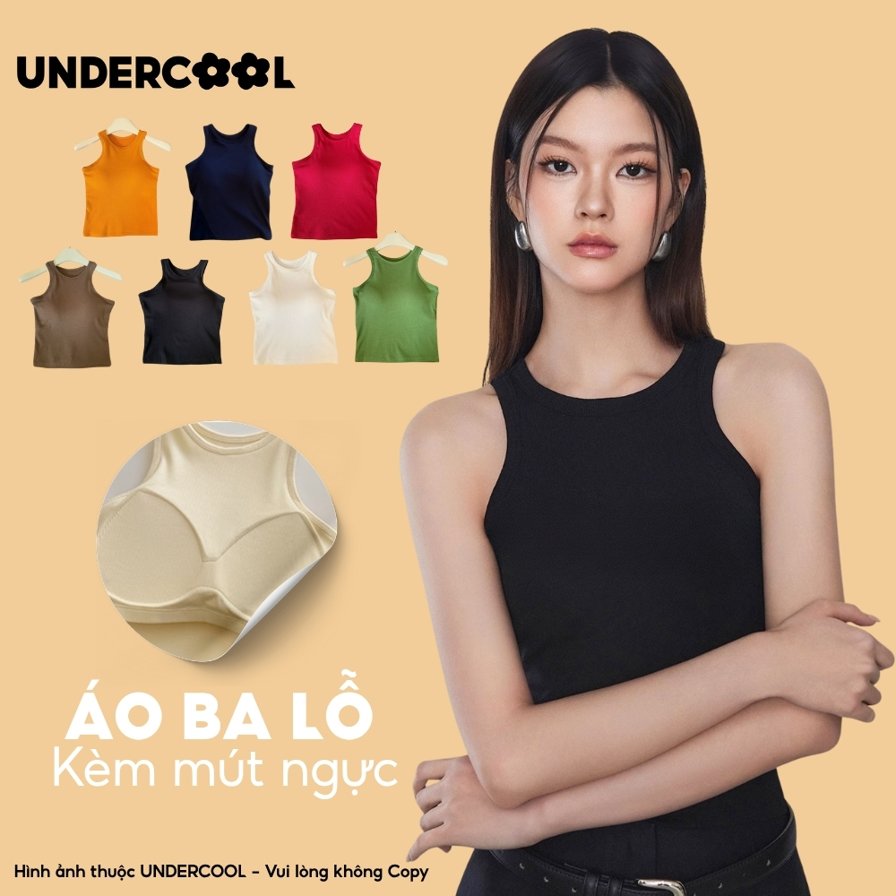 Áo ba lỗ nữ UNDERCOOL ôm body sẵn mút ngực co giãn tốt nhiều màu mặc đi chơi tập gym dạo phố ABL38
