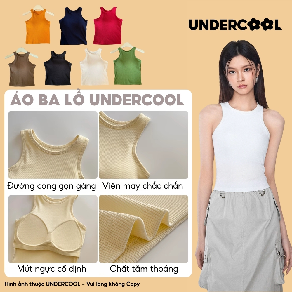 Áo ba lỗ nữ UNDERCOOL ôm body sẵn mút ngực co giãn tốt nhiều màu mặc đi chơi tập gym dạo phố ABL38