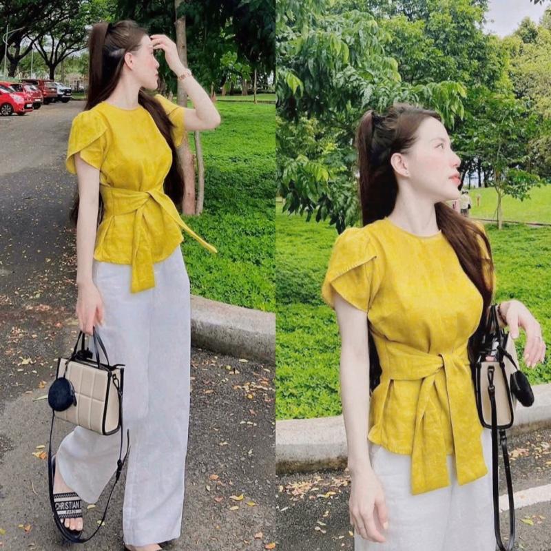 2026. SÉT [ÁO DÂY LIỀN1] [4 MÀU ÁO] sét chất đũi áo tay cộc+ quần suông dài. Đủ size SMLXL