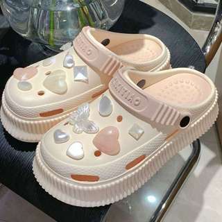 Dép sục nữ XIXITIAO kèm 13 sticker Tim Vân Đá đế cao 5,5 cm kiểu sandal Mita CS-79