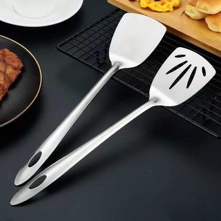 Vá múc canh inox Cao cấp sạn chiên xào 28cmChubby Chef vá lỗ vớt thức ăn xẻng xào đa năng muôi múc canh vá canh xẻng xào