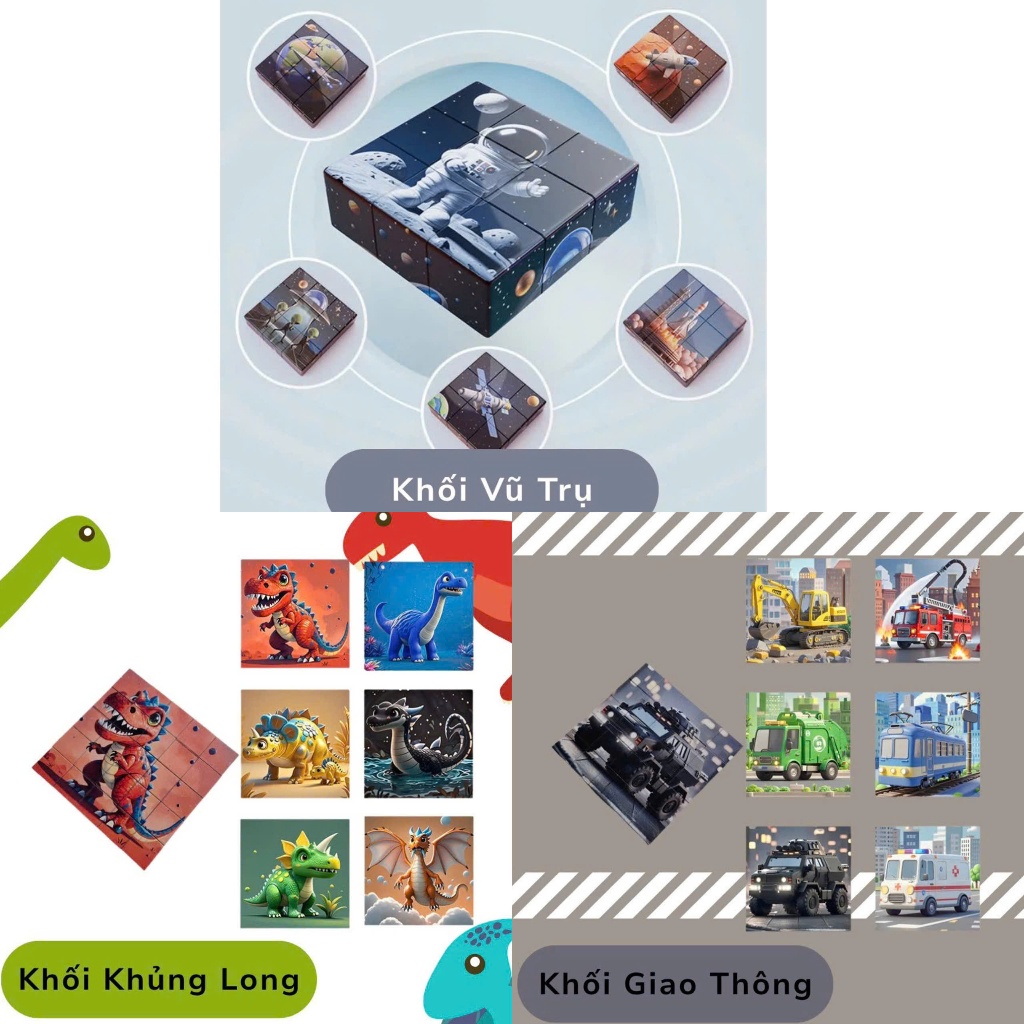 Combo 3 Đồ Chơi Khối Xếp Hình Nam Châm 16 Khối - xếp 6 hình khác nhau