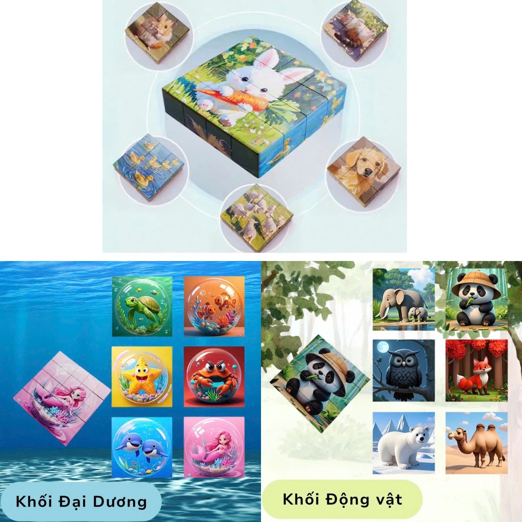 Combo 3 Đồ Chơi Khối Xếp Hình Nam Châm 16 Khối - xếp 6 hình khác nhau