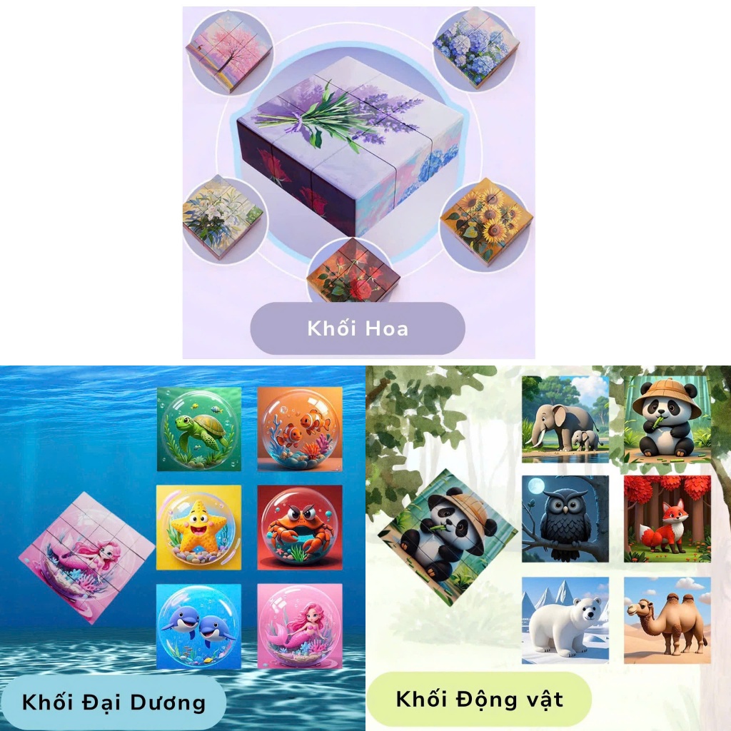 Combo 3 Đồ Chơi Khối Xếp Hình Nam Châm 16 Khối - xếp 6 hình khác nhau