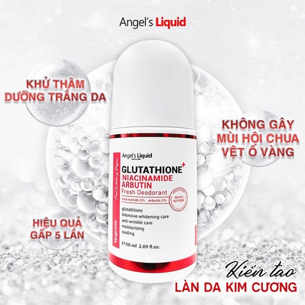 ln kh mi angel's liquid glutathione fresh-up whitening nch m thm, dng trng da Angel plus Niacinamide Fresh Deodorant 60ml Ln Kh Mi Angel's Liquid