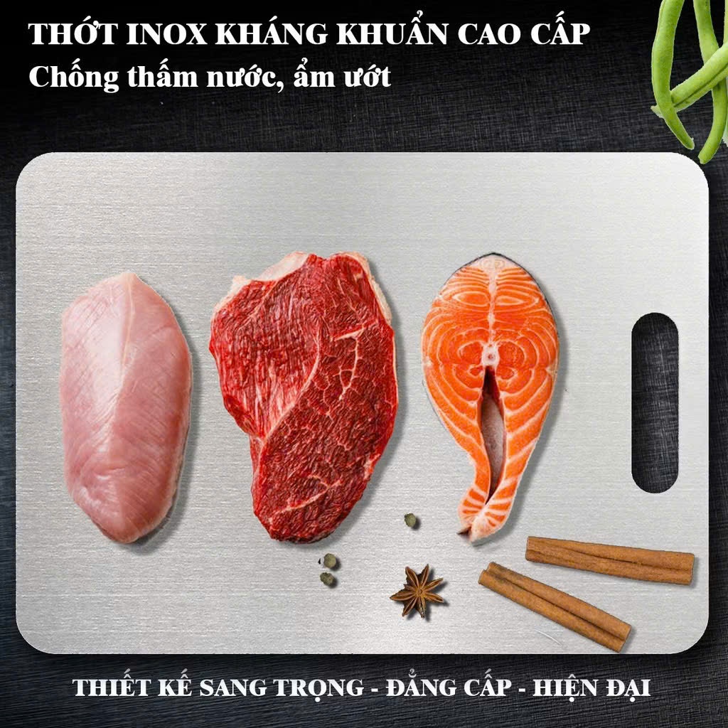 THỚT INOX DÀY CHỐNG XƯỚC TIỆN LỢI – Thớt Kháng Khuẩn Chặt Xương An Toàn Thực Phẩm,Thớt Inox Không Bám Vi Khuẩn Nấm Mốc