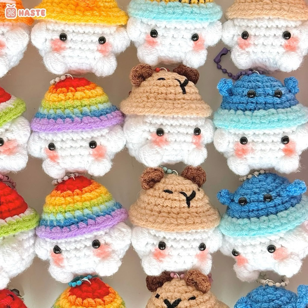 [LẺ 1 CÁI] Móc Khoá Len Nấm Mini Cosplay Đội Mũ Mushroom Handmade Dễ Thương
