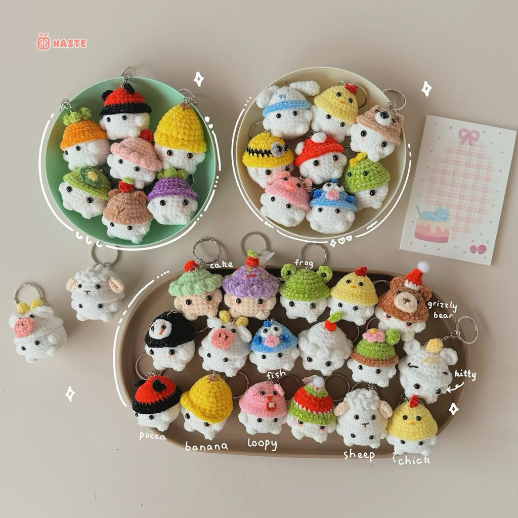 Móc Khoá Len Nhung Mịn Nấm Cosplay Đội Mũ Mushroom Handmade Dễ Thương