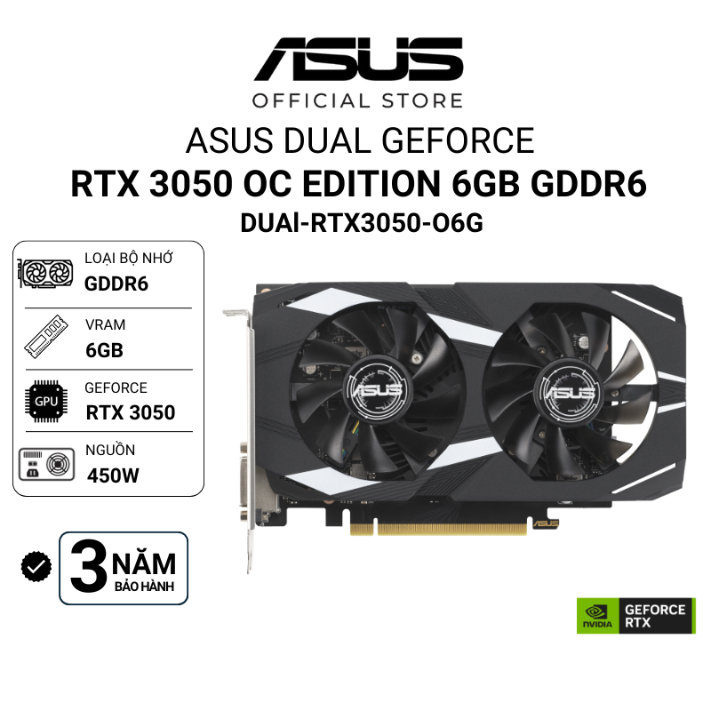 Card màn hình ASUS Dual GeForce RTX 3050 OC Edition 6GB | 6GB GDDR6 ...
