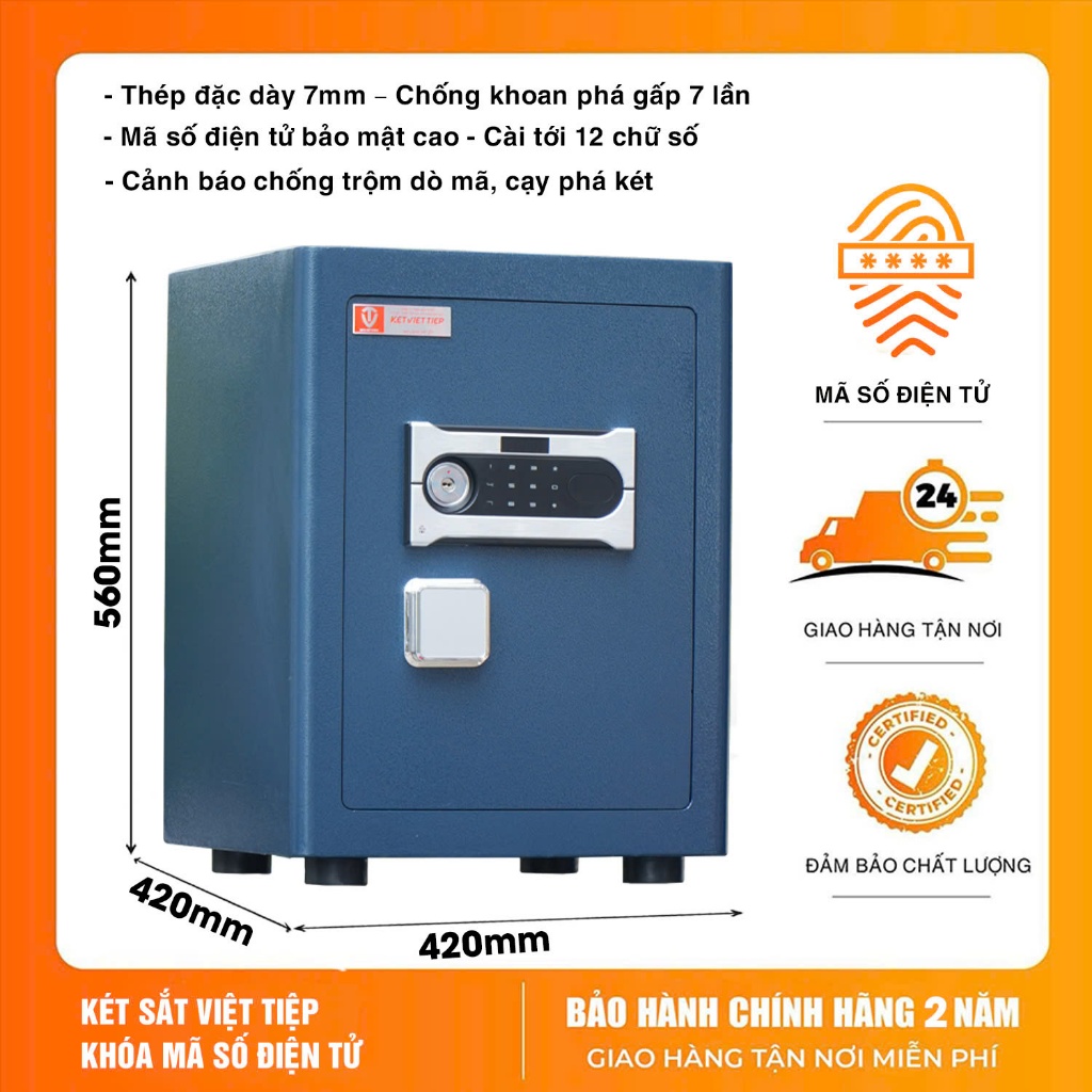 Két Sắt Thông Minh KVTSC56DT Điện Tử Thép Đúc Nguyên Tấm Có Kết Nối Điện Thoại