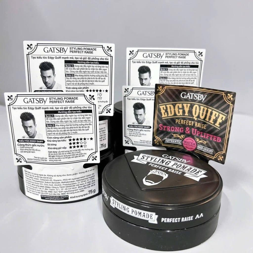 Sáp vuốt tóc Gatsby Perfect Raise – Pomade giữ nếp mạnh, bóng mượt tự nhiên – Dễ tạo kiểu, dễ gội