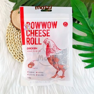 Snack cho chó Phô mai cuộn thịt gà cá hồi Bowwow 120gr