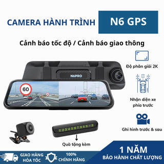 Camera hành trình ô tô N6 Pro Tích hợp AI đọc biển số xe Tích hợp GPS cảnh báo tốc độ Cảnh báo giao thông bảo hành 1 năm