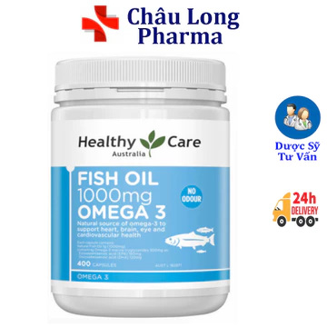 [Nhập Khẩu] Viên uống dầu cá Healthy Care Fish Oil 1000mg Omega 3 400 viên - Giúp sáng mắt , phát triển trí não