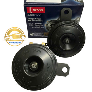 Còi đĩa - kèn đĩa 2 giắc 12V Denso Indonesia ( tặng kèm 2 giắc cắm và 2 pat phụ kiện )