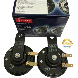 Còi đĩa - kèn đĩa 2 giắc 12V Denso Indonesia ( tặng kèm 2 giắc cắm và 2 pat phụ kiện )