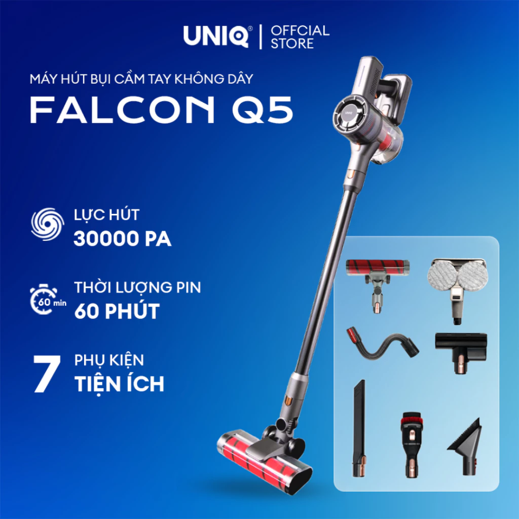 Máy hút bụi cầm tay không dây UNIQ Falcon Q5 cây hút bụi lau nhà mini gia đình đa năng ô tô ga giường sofa nệm