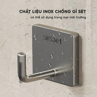 Móc treo tường chịu lực inox 304, móc dán tường siêu dính để treo đồ dùng đa năng