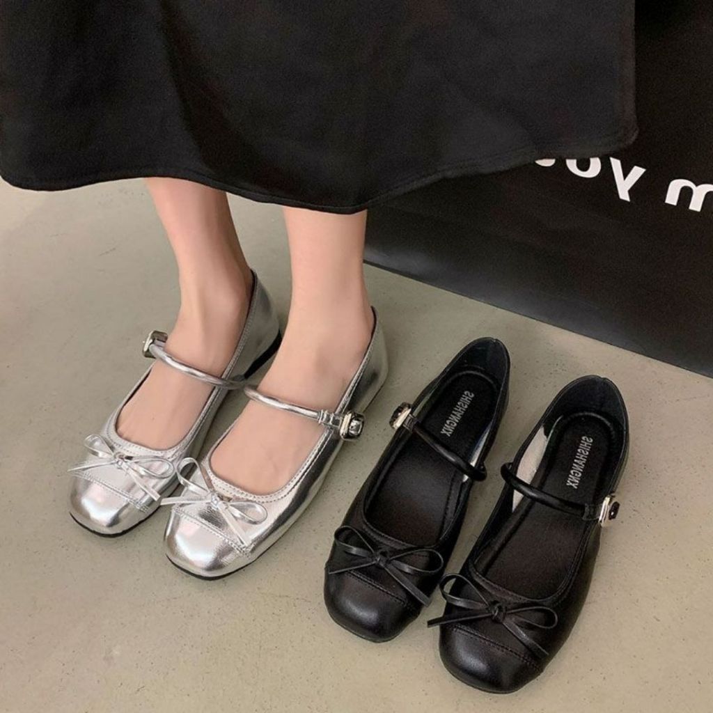 Giày Búp Bê Lolita Nữ, Giày Nữ Lolita Quai Dẹp Phối Nơ Vá Mũi Dễ Mix Đồ Đủ Màu N02 || AnshoesDynasty