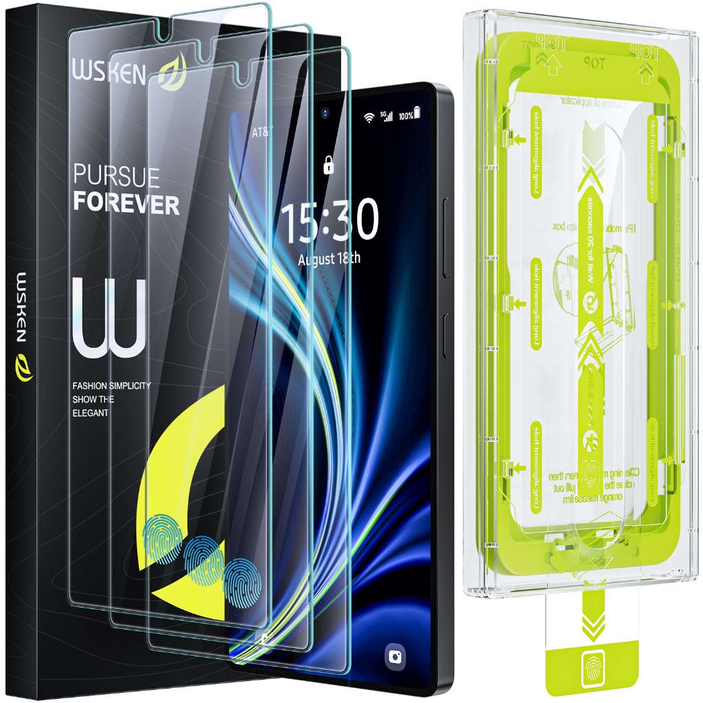 WSKEN cho Samsung Galaxy S24 Ultra-S26 Ultra Kính cường lực Bảo vệ màn hình chống trầy xước 9H [Hỗ trợ mở khóa vân tay]