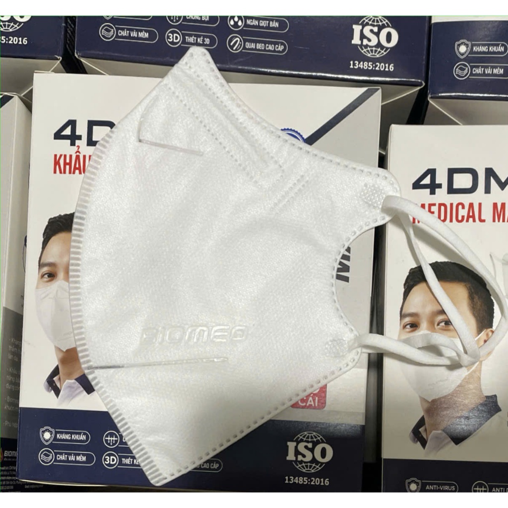 Khẩu trang y tế BIOMEQ MASK 4D hộp 20 cái 4 lớp vải dệt và vi lọc siêu an toàn