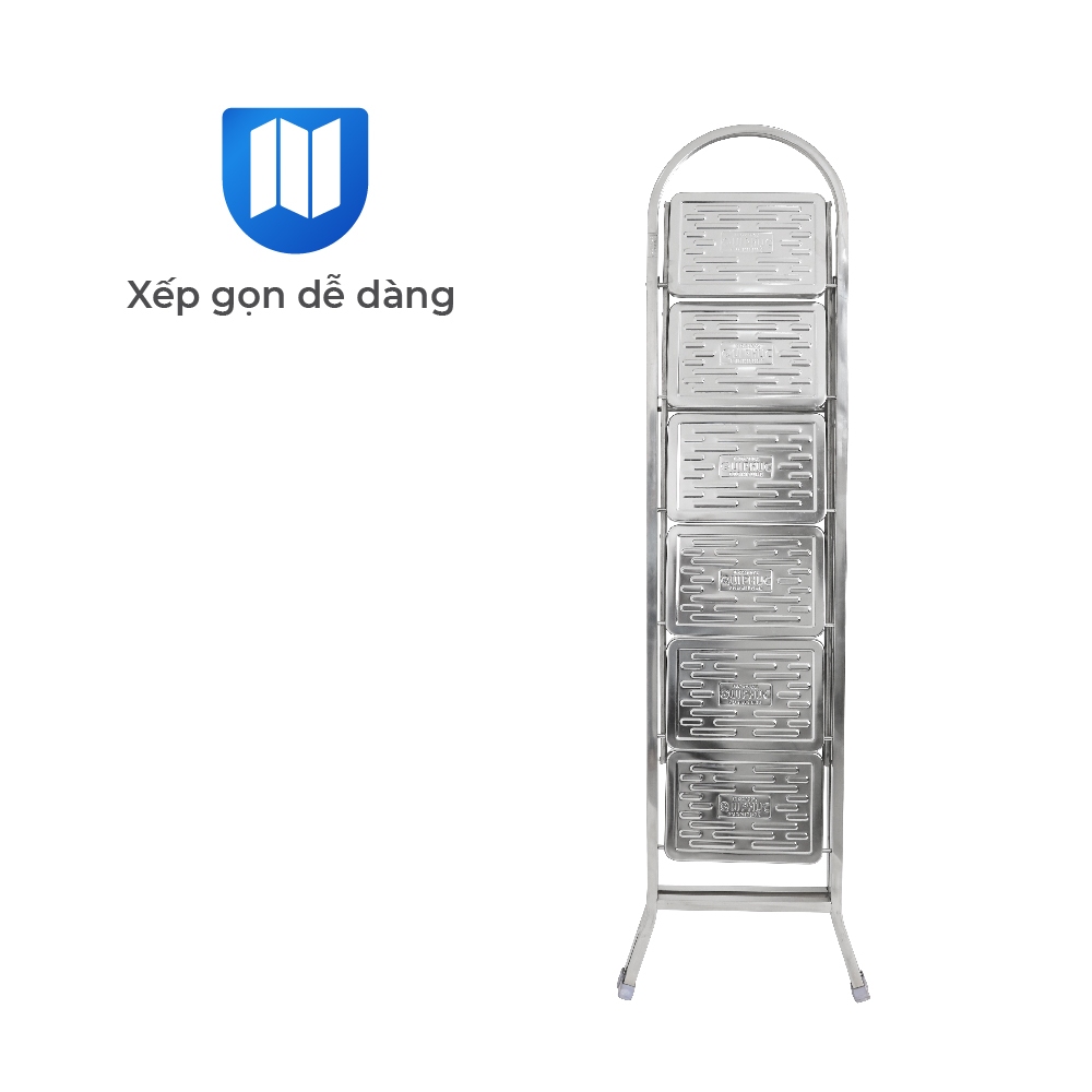 Thang inox chữ A QUI PHÚC, inox 201 cao cấp, chịu lực tốt, gấp gọn tiện lợi, chân chống trượt