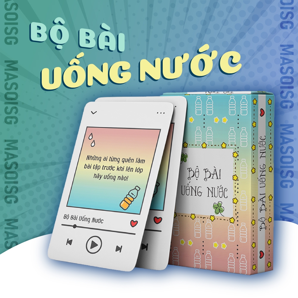 Bộ Bài Uống Nước 50 Lá Giấy Cứng Phiên Bản Trong Sáng Nhẹ Nhàng Vui Nhộn