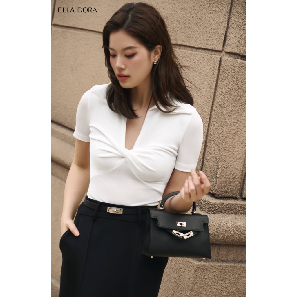 Áo thun polo nữ ELLA DORA thiết kế xoắn ngực form gọn tôn dáng trẻ trung thanh lịch 4 màu [AT33]
