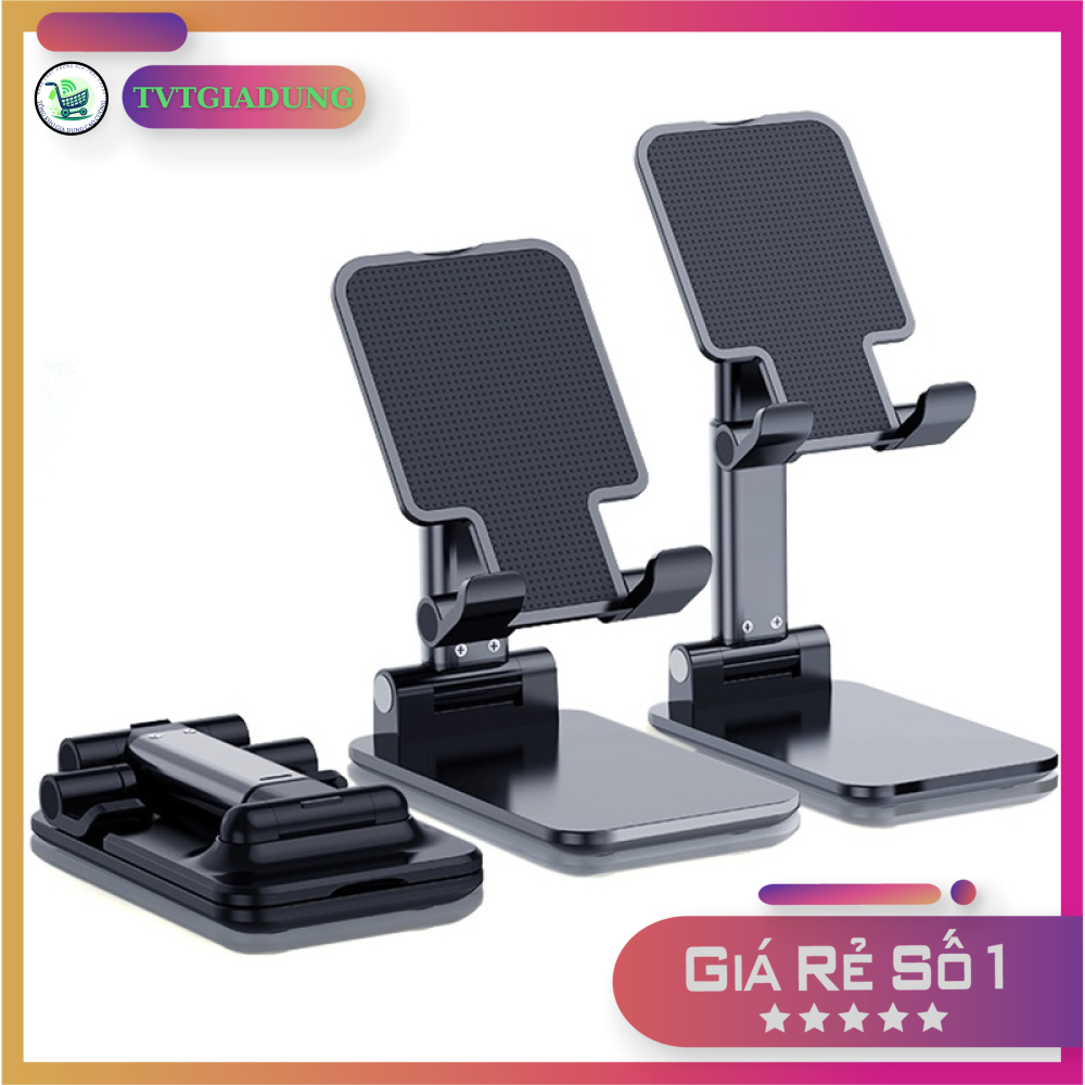 Giá Đỡ Điện Thoại Và Máy Tính Bảng Hợp Kim Nhôm Xoay 360 Độ Gấp Gọn, Chỉnh Độ Cao,  Góc Xem