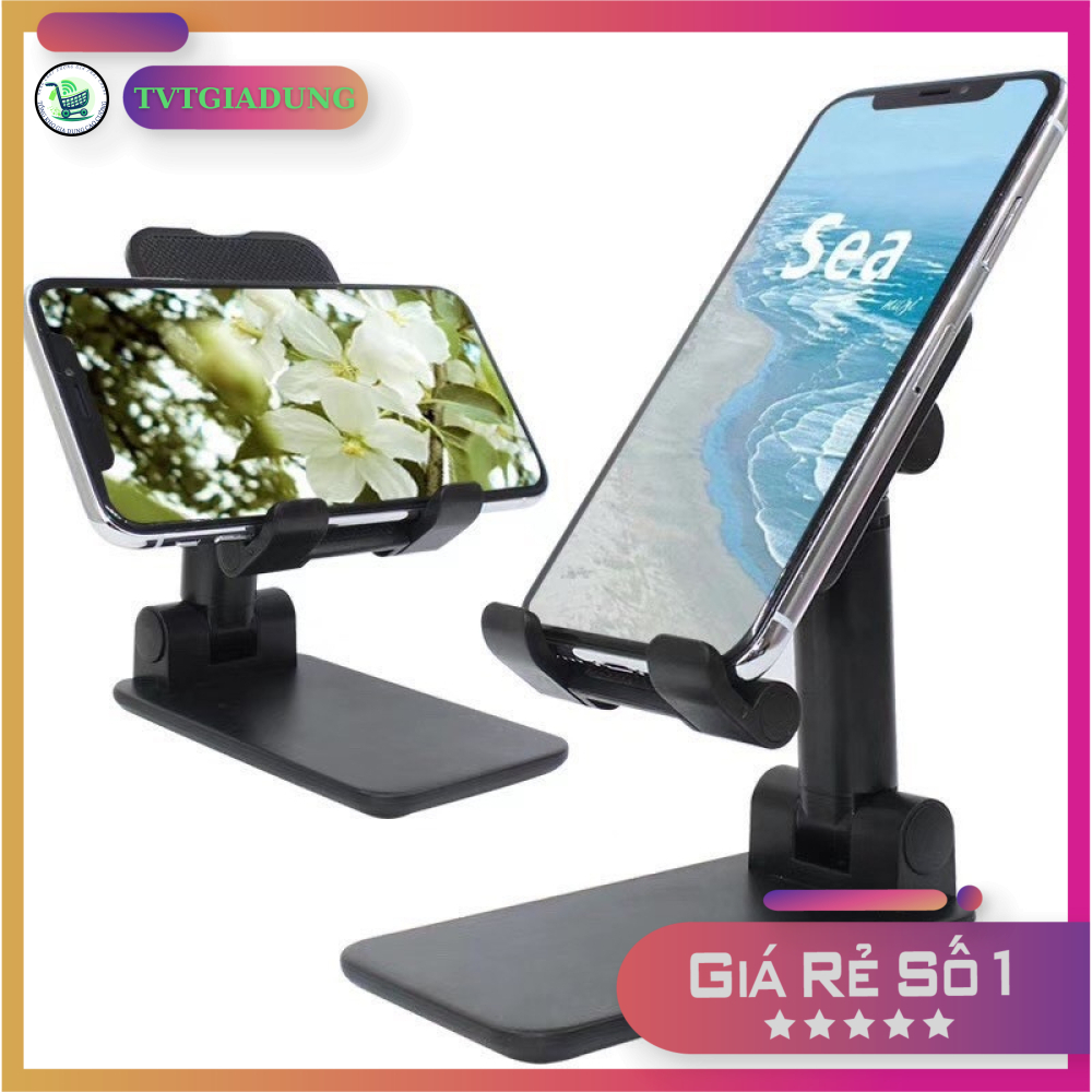 Giá Đỡ Điện Thoại Và Máy Tính Bảng Hợp Kim Nhôm Xoay 360 Độ Gấp Gọn, Chỉnh Độ Cao,  Góc Xem