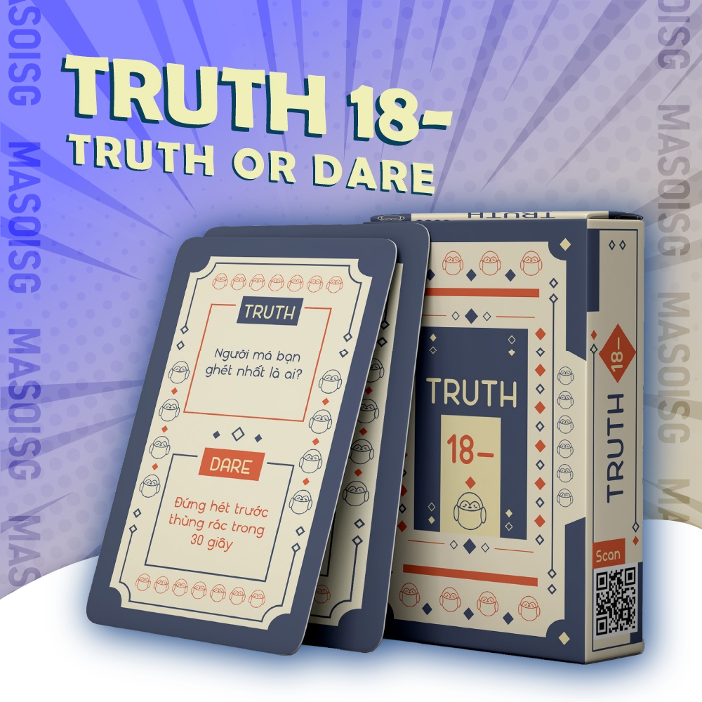 Bộ Bài Truth Or Dare Drinking Game 50 Lá Giấy Cứng Thử Thách Thú Vị Party Game