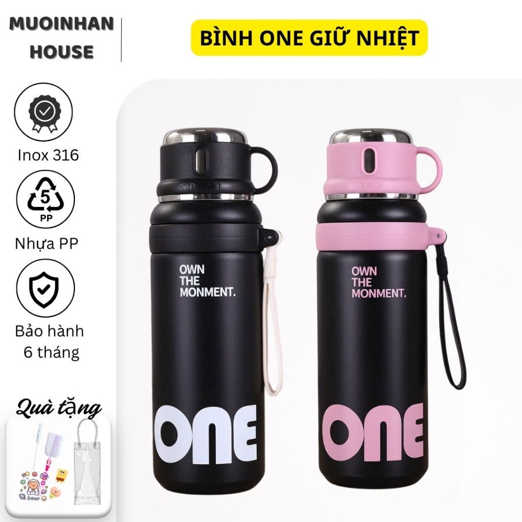 Bình nước giữ nhiệt 2 vị trí uống 800ml, Bằng Inox 316, Nắp thông minh,Giữ nhiệt 12-18h