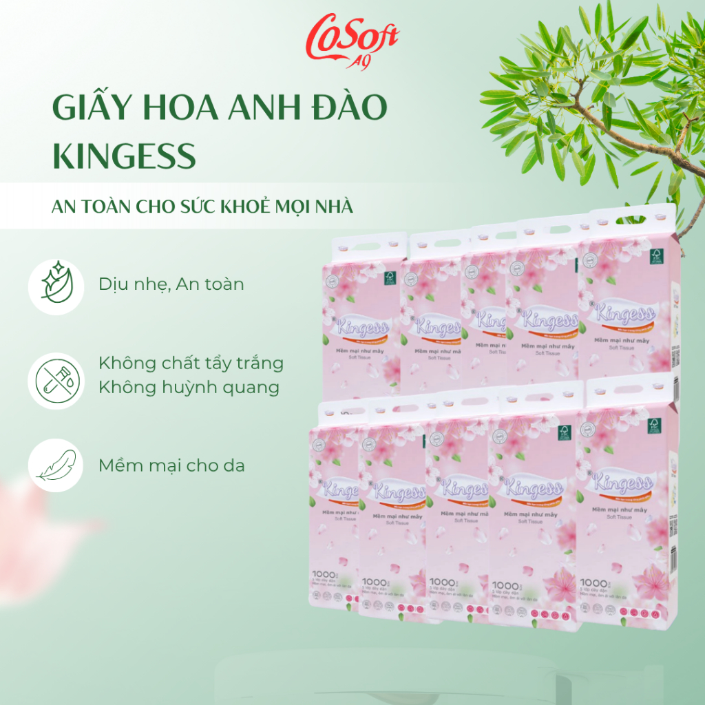 [Combo Siêu Hời 14 Túi Giấy Hoa Anh Đào 5 Lớp/1000 Tờ–Mềm Mịn-Không Huỳnh Quang-An Toàn Cho Da