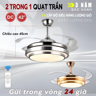 【COD】Quạt trần dấu cánh có đèn GOGEOUSphòng khách phòng bếp quạt đèn phong cách hiện đại size 42inch