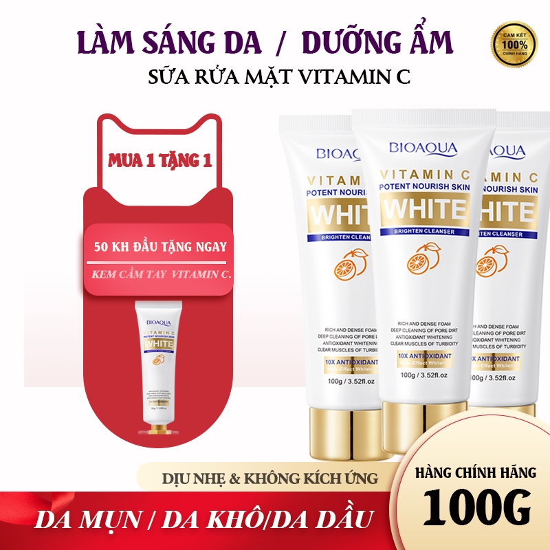 🎁【Mua 1 Tặng 1】Sữa Rửa Mặt Vitamin C 15% & Amino Acid 100g Dưỡng Sáng Kiểm Soát Dầu Cho Da Mụn/Nhạy Cảm​ [freeship]]