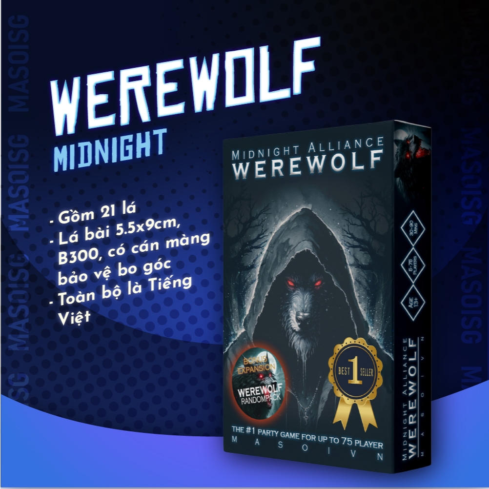 Bộ Bài Ma Sói Midnight 21 Lá Giấy Cứng Nhỏ Gọn Dễ Mang Theo Cho Học Sinh Board Game THE KAS