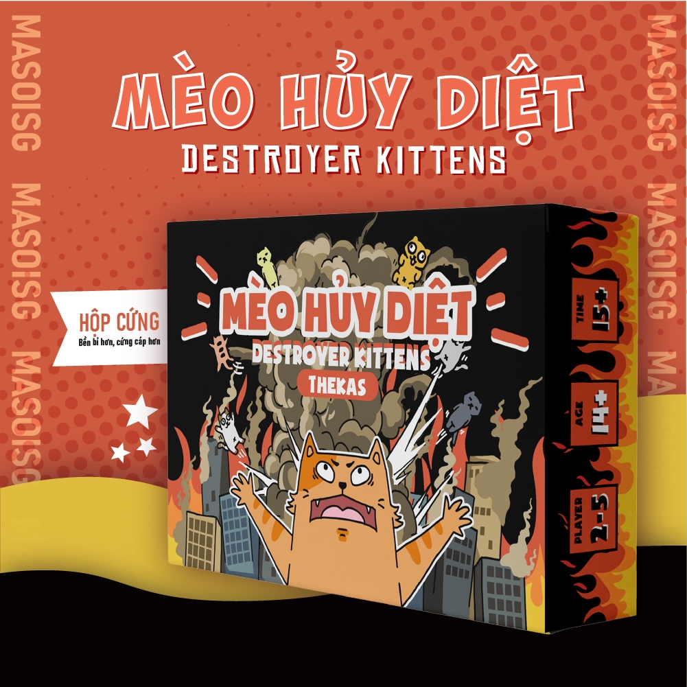 Bộ Bài Mèo Hủy Diệt Destroyer Kittens Giấy Cứng Cao Cấp Giải Trí Nhóm Bạn MaSoi SG