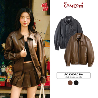 Áo Khoác Da Tay Dài 𝑩𝒚𝒄𝒂𝒎𝒄𝒂𝒎 Cao Cấp Phong Cách Retro Cổ Điển