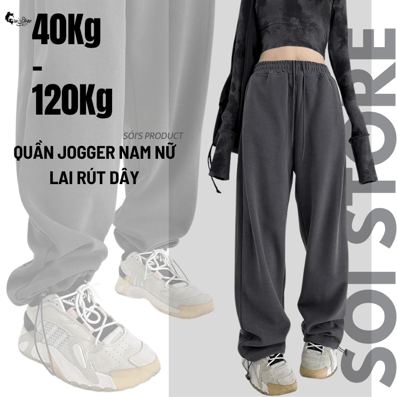 40-105KG Quần Jogger Dây Rút Thời Trang Bigsize Nam Nữ Unisex Mặc Được 2 Kiểu - MÃ 01