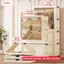 Tủ Nhựa Gấp Gọn Kính Trong Hiện Đại, Tủ Nhựa Đựng Đồ Đa Năng Có Bánh Xe Di Chuyển Tiện Lợi - HC12