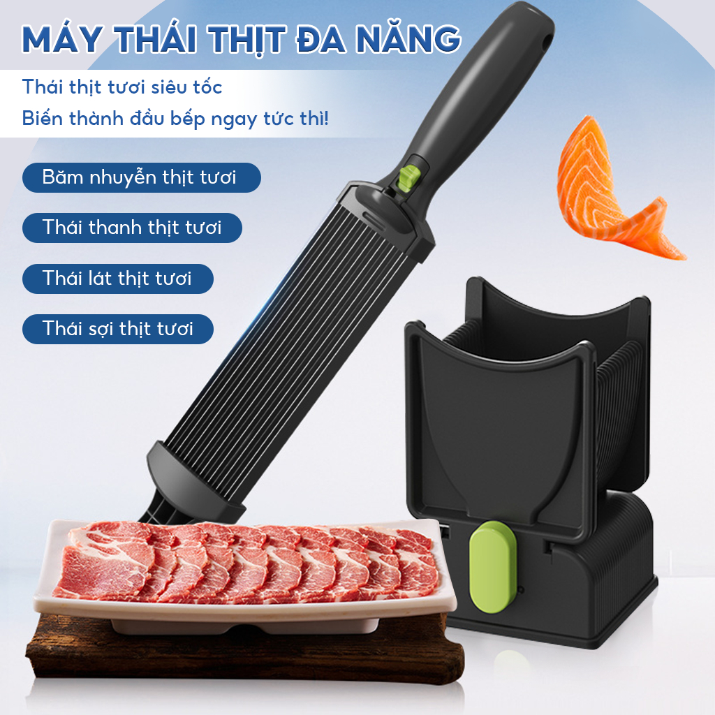 Thép không gỉ đa năng thủ công thịt Slicer thịt cầm tay Dicer với người giữ Máy mài sắc, bàn chải & tấm