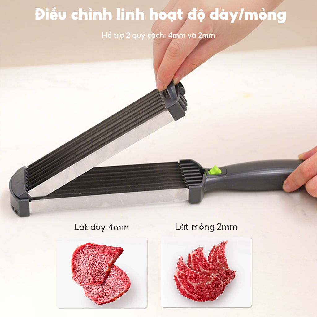Thép không gỉ đa năng thủ công thịt Slicer thịt cầm tay Dicer với người giữ Máy mài sắc, bàn chải & tấm