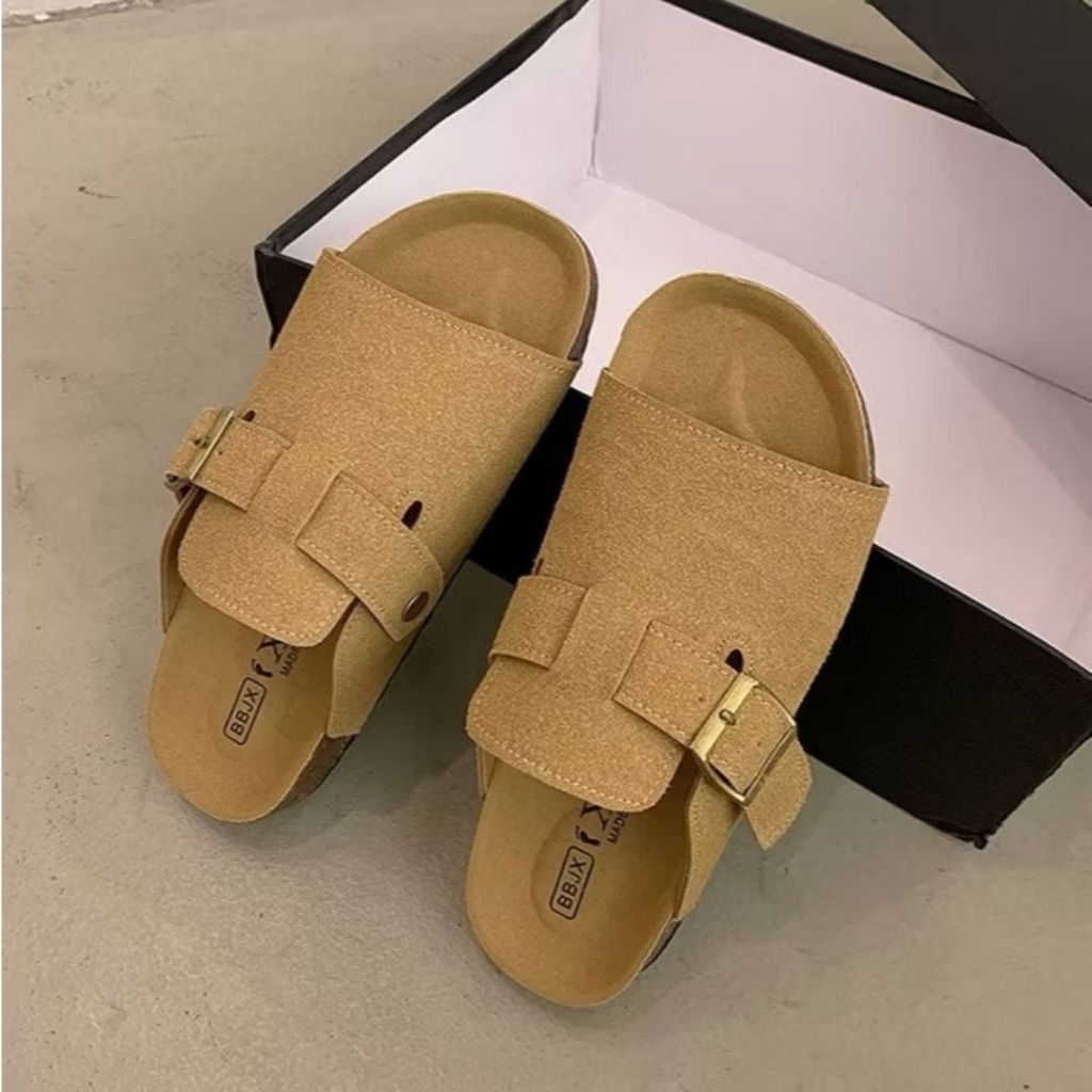Dép Lê Nữ Đính Khuy Vuông, Dép Nữ Da Lộn Đế Cao Su Đủ Màu Full Box Bill N18 || AnshoesDynasty
