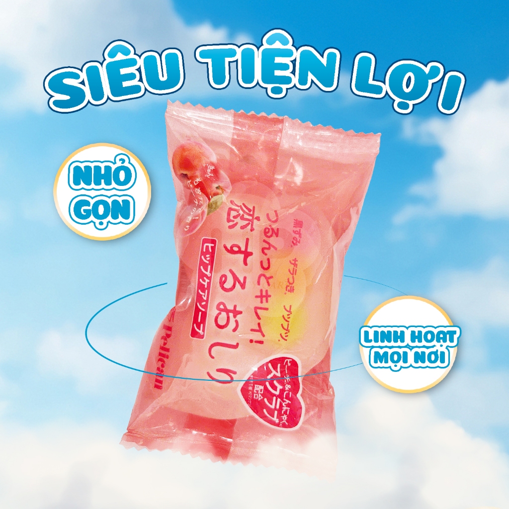 Pelican Xà Phòng Tắm Giảm Thâm Mông Hip Care Scrub Soap 35G (Phiên Bản Mini + Túi Lưới Tạo Bọt)