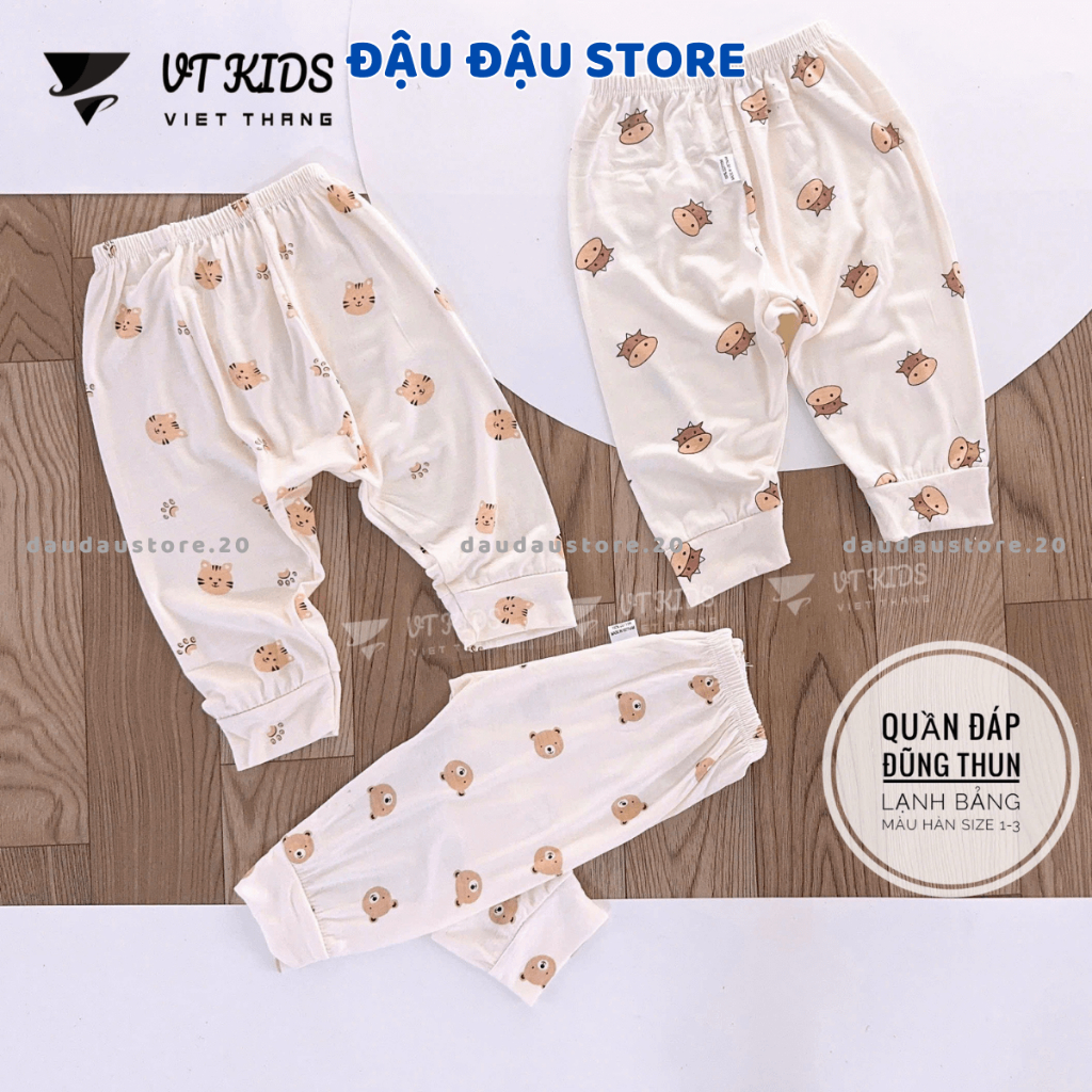 Set 10 Quần Dài Quần Chục Thun Lạnh Đáp Đũng Bỏ Bỉm Màu Kem VT Cho Bé Sơ Sinh 3-9kg Mềm Mịn Dễ Chịu QL06 Đậu Đậu Store