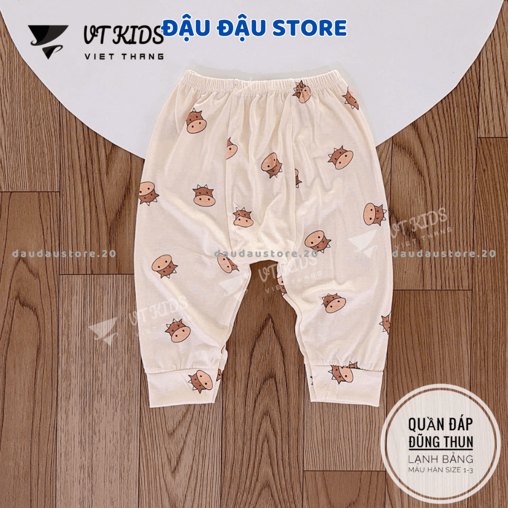 Set 10 Quần Dài Quần Chục Thun Lạnh Đáp Đũng Bỏ Bỉm Màu Kem VT Cho Bé Sơ Sinh 3-9kg Mềm Mịn Dễ Chịu QL06 Đậu Đậu Store